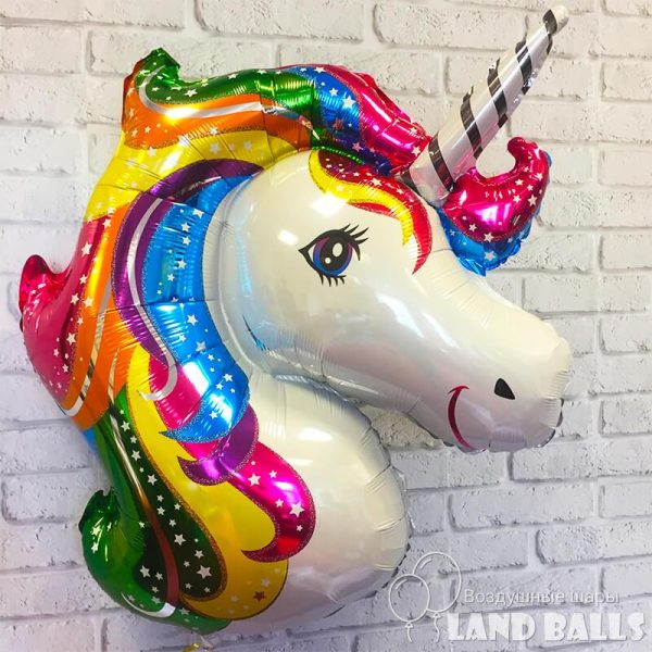 Фигура из фольги «Голова единорога» 85 см