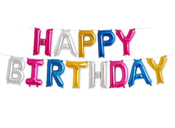 Растяжка надувная «Happy Birthday» разноцветная