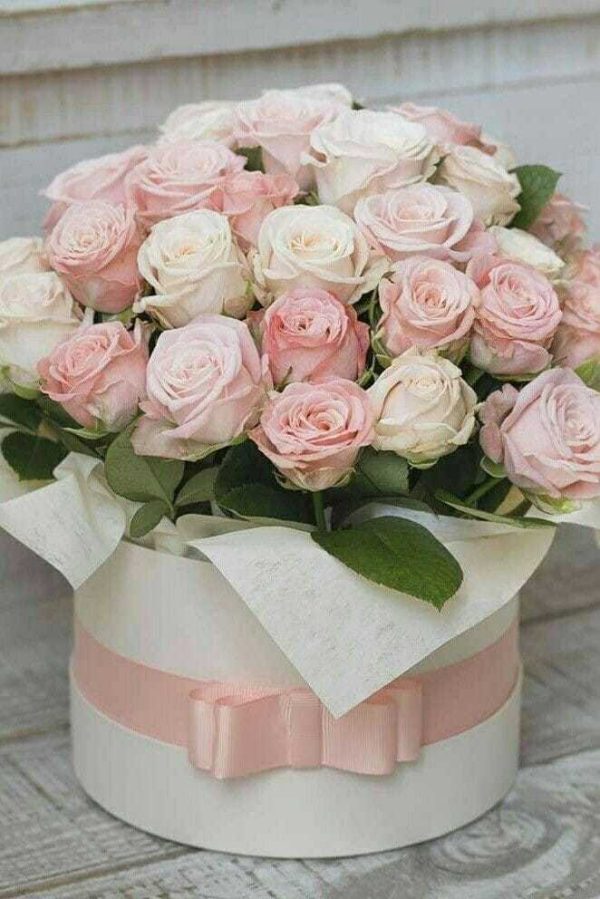 Розы в шляпной коробке (AirBoxFlowers) модель-14