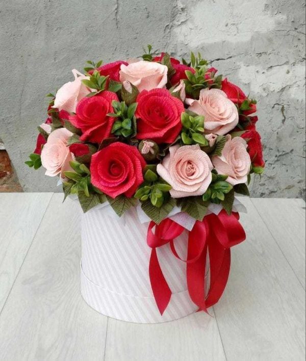 Розы мix в шляпной коробке (AirBoxFlowers) модель-15