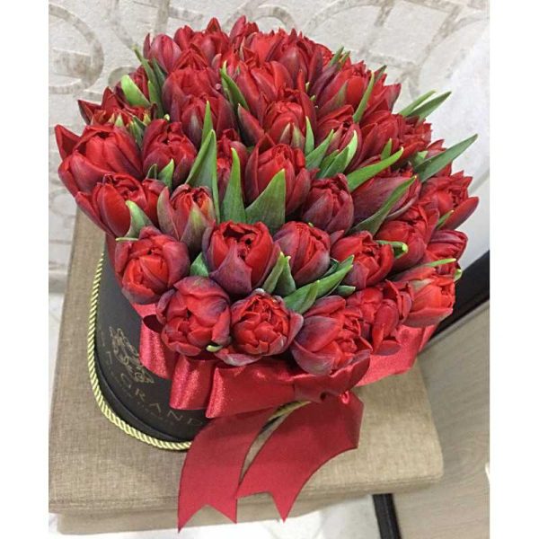 Розовые Голландские тюльпаны в коробке — изображение 2